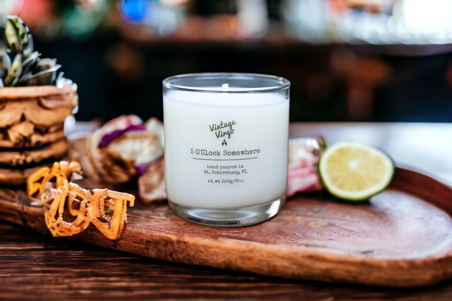 5 O'Clock Somewhere: 8oz Cotton Wick Artisan Handcrafted Candle
