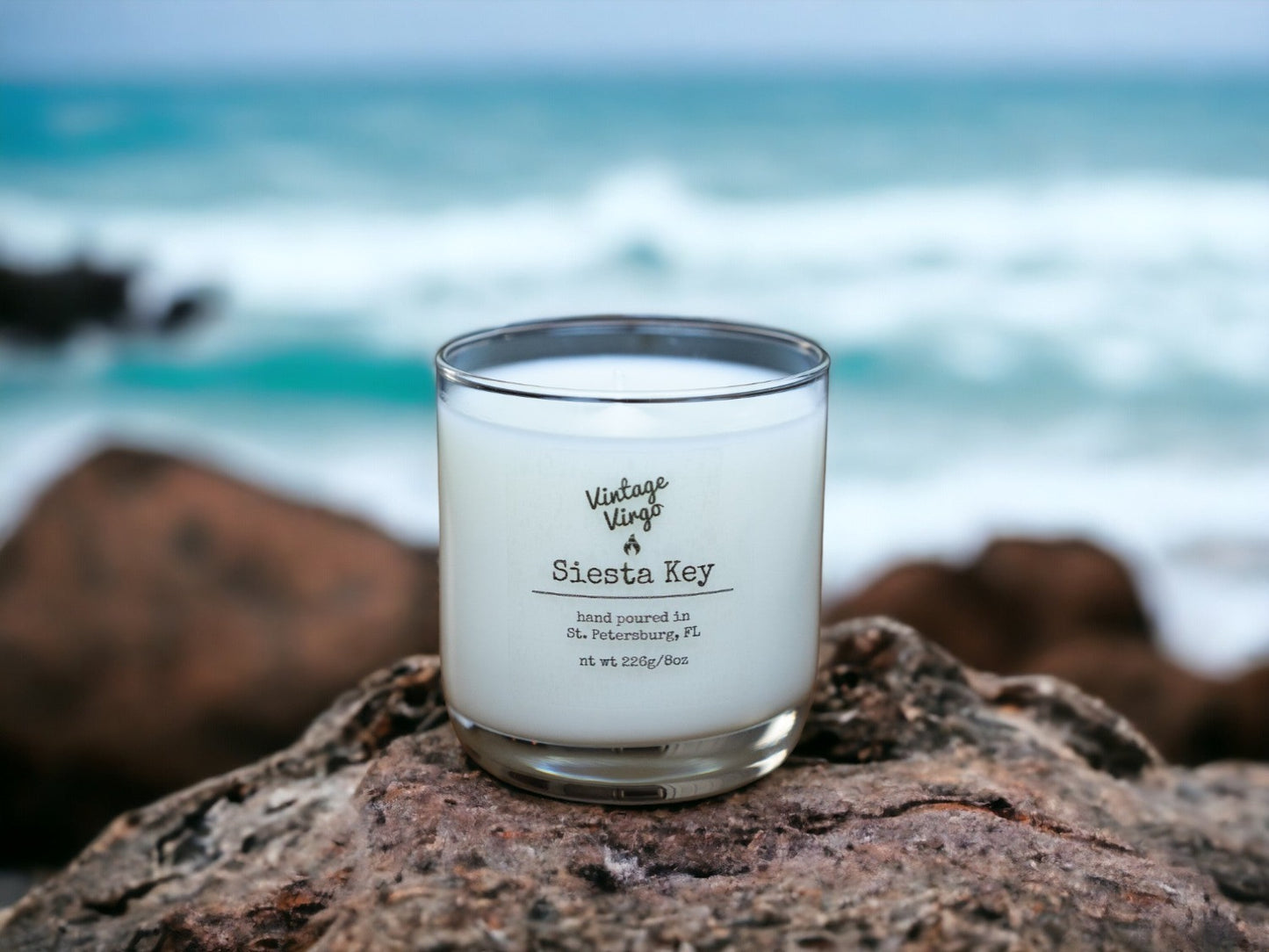 Siesta Key: 8oz Cotton Wick Artisan Handcrafted Candle