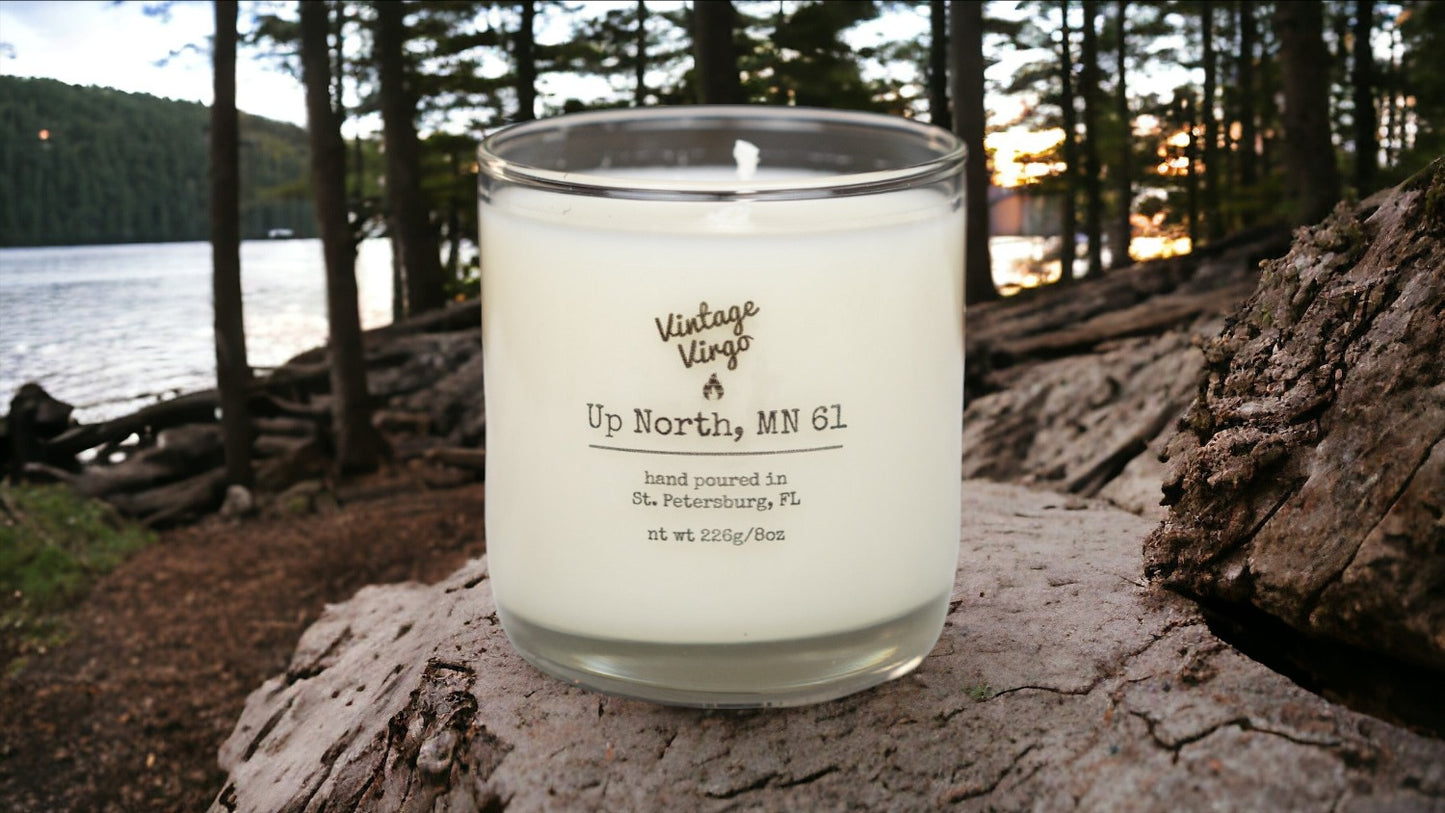 Up North, MN 61: 8oz Cotton Wick Artisan Handcrafted Candle