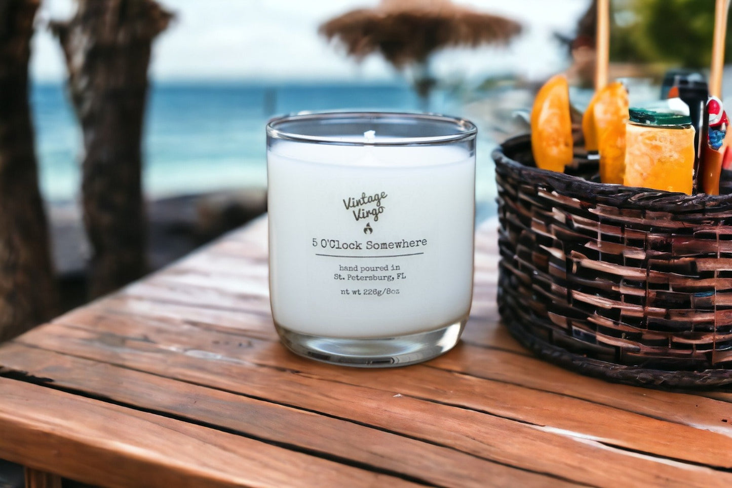 5 O'Clock Somewhere:  8oz Cotton Wick Artisan Handcrafted Candle