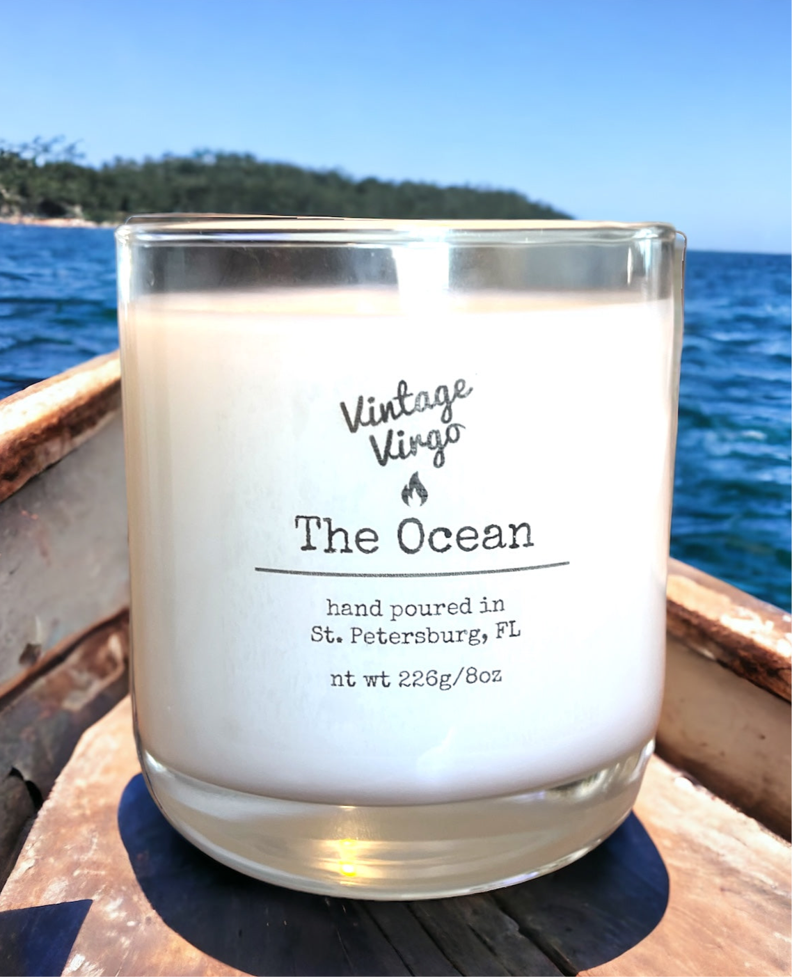 The Ocean: 8oz Cotton Wick Artisan Handcrafted Candle