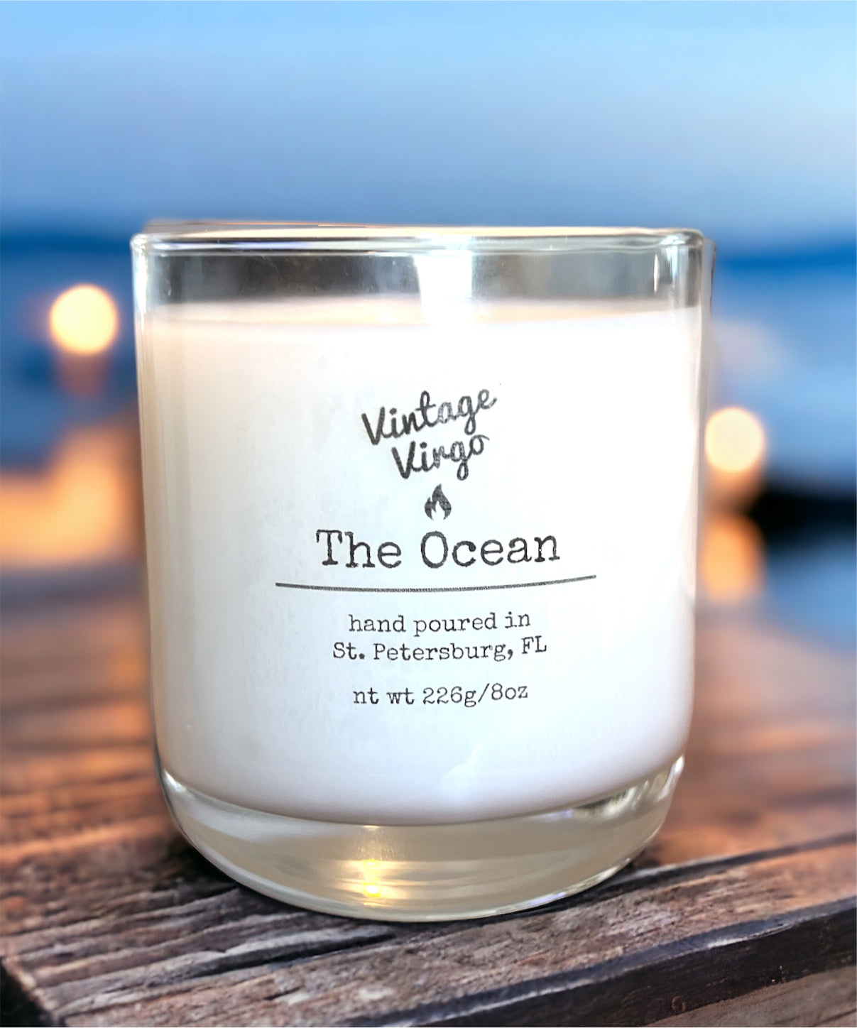 The Ocean: 8oz Cotton Wick Artisan Handcrafted Candle