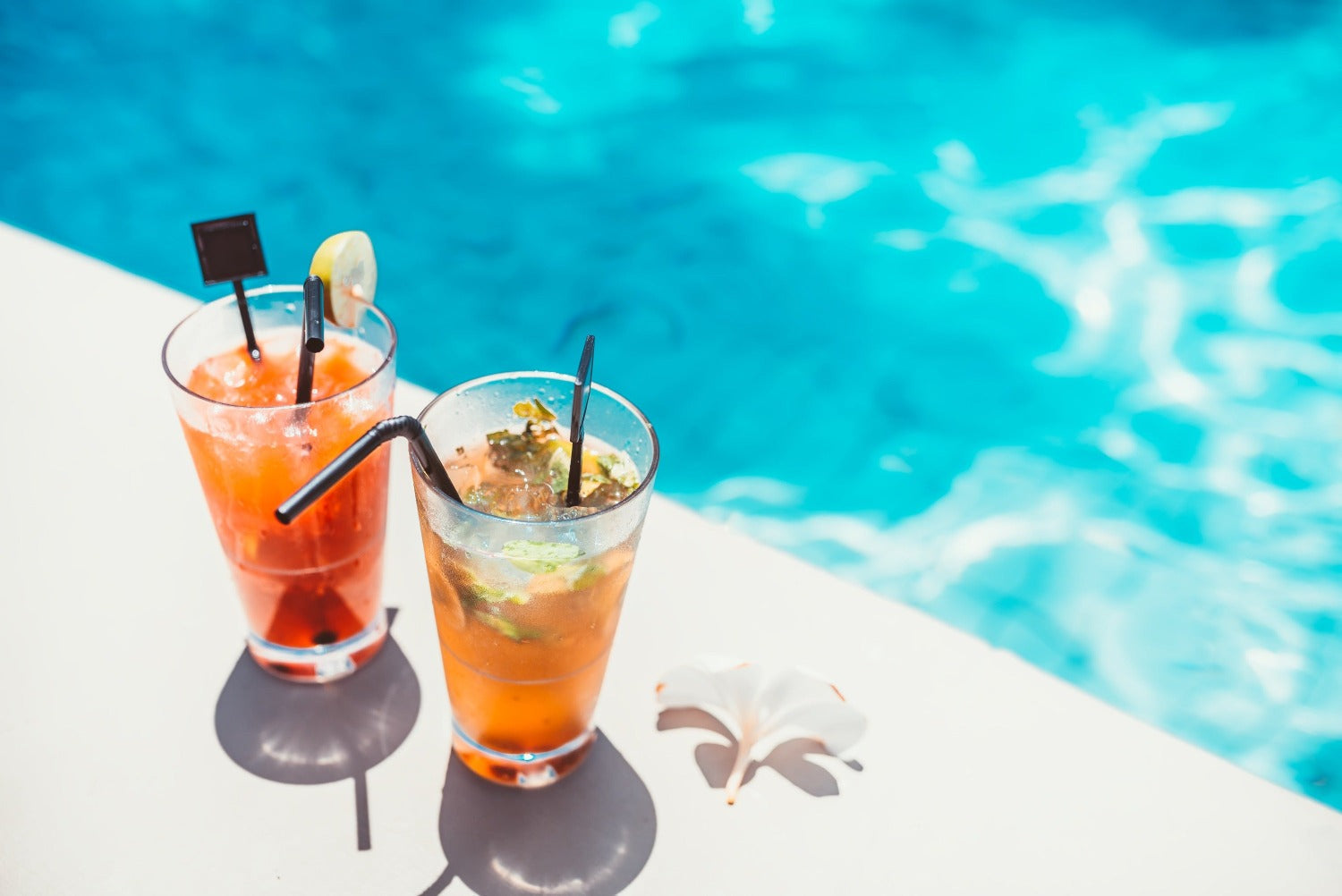 Tropical drinks poolside