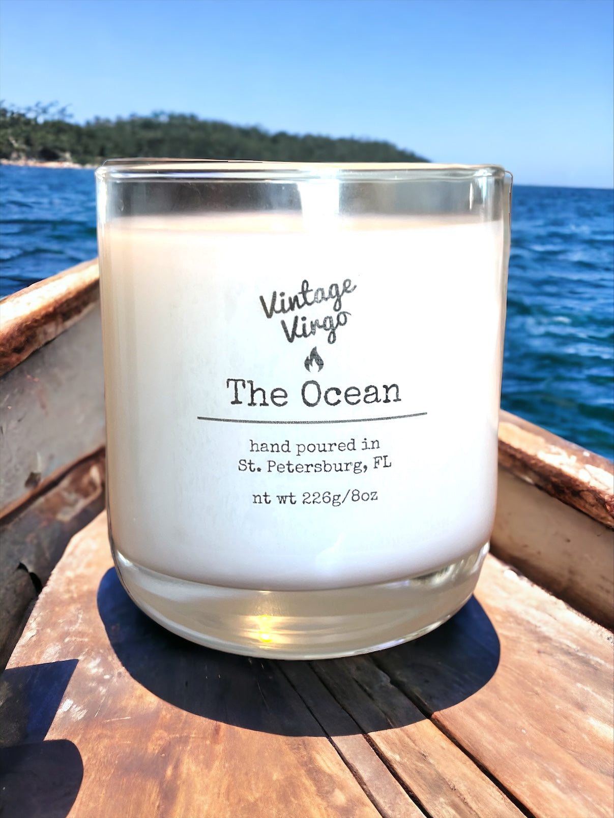 The Ocean: 8oz Cotton Wick Artisan Handcrafted Candle