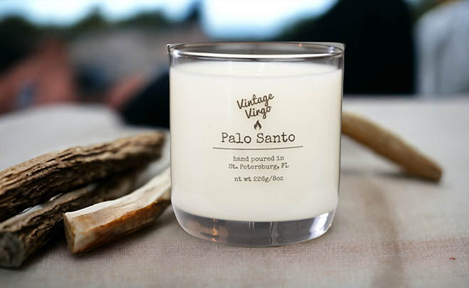 Palo Santo: 8oz Cotton Wick Artisan Handcrafted Candle