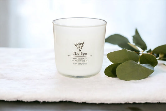 The Spa:  10oz Wood Wick Artisan Handcrafted Candle With Lid